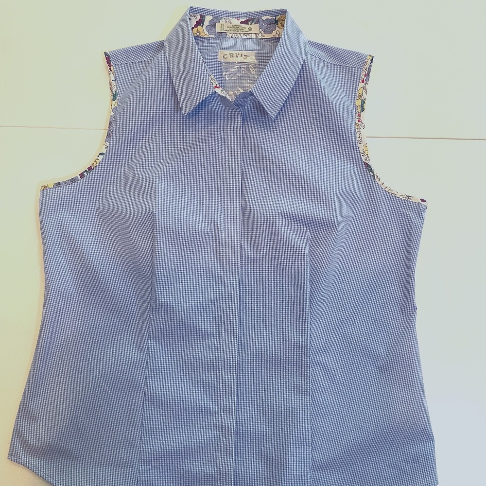 Orvis Women’s gingham Sleeveless Button-Down Shirt – Size 16 – New Without Tags